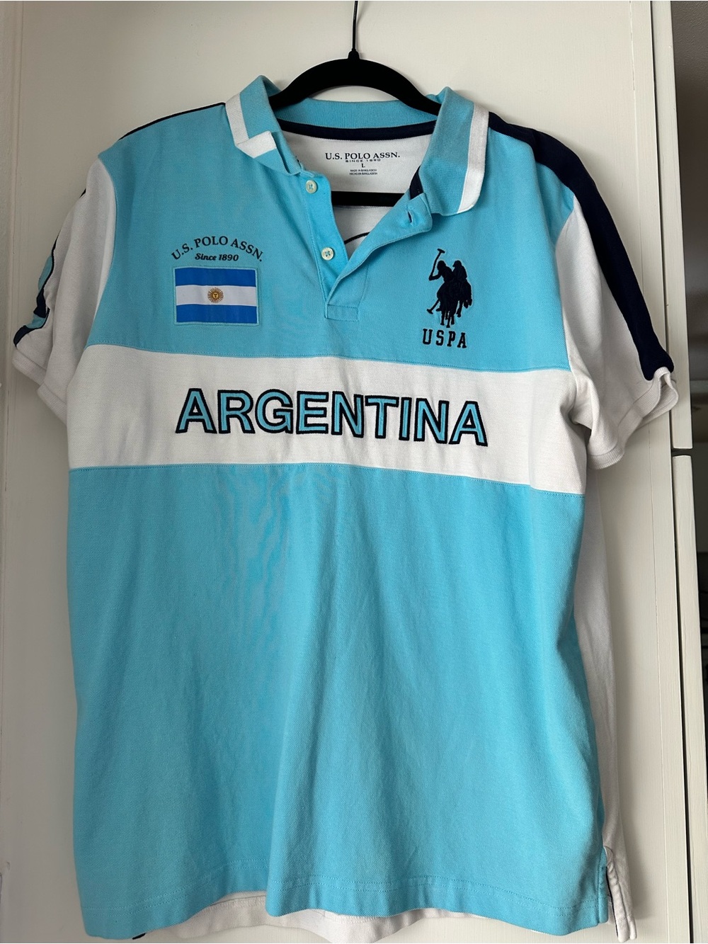 U.S. Polo Assn. Light Blue, White & Navy Argentina Polo Shirt
